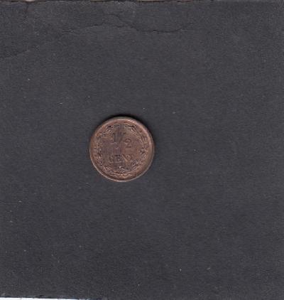 Beschrijving: 1/2 Cent WILHELMINA